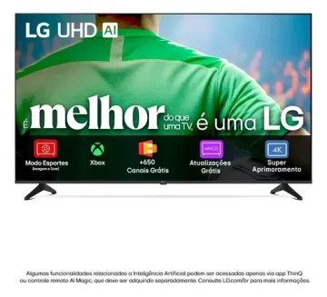 Smart TV LG UHD AI UA75 50 polegadas HDR10 Pro Processador 7 AI Ger8 webOS 25