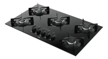 Cooktop 5 Bocas A Gás Atlas Agile Up Mega Chama Preto 127/220v