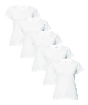 Kit 5 Camisetas Feminina Manga Curta Branca Hering Branco Liso G
