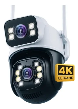Câmera Segurança Ip Externa Wifi A28 App Icsee À Prova Dágua Ip66 Dome Lente Dupla Lentes 2 Em 1 Vigilancia Visão Noturna Infravermelho 4k Uhd Nova Geração Lançamento 2026 Nexgen