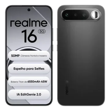 Smartphone Smartphone Realme 16 5g 256gb 12gb Ram Dual Sim Câmera De 50mp Lumacolor Image Espelho Para Selfies Bateria 6550mah Impermeável Ip69 Pro