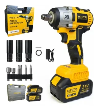 Chave De Impacto A Bateria Profissional Recarregável 88v 4ah Brushless Parafusadeira Furadeira Alta Potência Sem Escova 2 Baterias Mestri M-88v Amarel