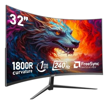 Monitor Gamer Curvo Gawfolk 32  240hz 1ms 1800r Freesync Preto 127/220v