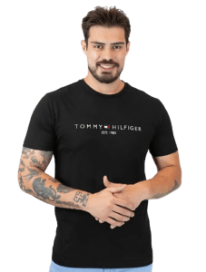 Camiseta Tommy Hilfiger Masculina Logo Tee Preta - Original