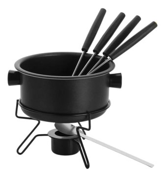 Aparelho Fondue Pop Antiaderente 7 Pçs Preto Forma + 4 Garfo