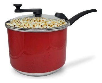Panela Pipoca Pipoqueira N°20 Preto Liso Com Tampa De Vidro Cor Vermelho