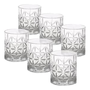 Jogo 6 Copos Baixos De Vidro Lapidado - Whisky, Água, Drinks Transparente