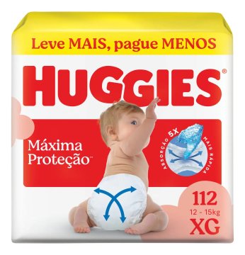 Huggies Fralda Descartável Máxima Proteção XG - 112 Un