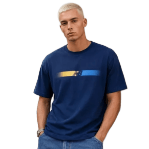 Camiseta New Balance Gradient Masculina Algodão Confortável Azul-marinho M