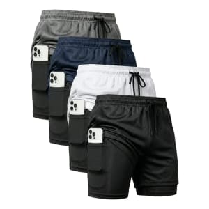 Kit com 4 Shorts Compressão Térmico 2 em 1