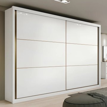 Guarda-roupa Casal MDF 2 Portas Corrediças Branco 6 Gavetas Móveis Lopas