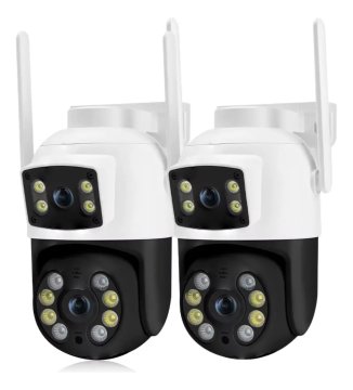 Kit 2 Câmera Segurança Ip A28 Prova D'agua Lente Dupla App Icsee G.Eye