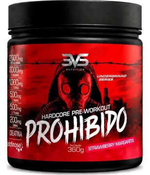 PROHIBIDO PRÉ TREINO 360g - Sabor: Strawberry Margarita (Morango) - A Combinação Perfeita de 8 Ingredientes que proporcionam energia do início ao fim