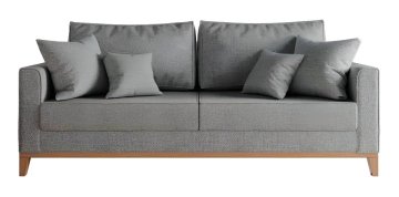 Sofá Mobly Beny 180 de 3 cuerpos tela linho color cinza