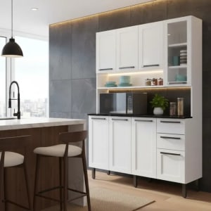 Armário De Cozinha Itatiaia Reforçado 8 Portas Compacto Aço Branco