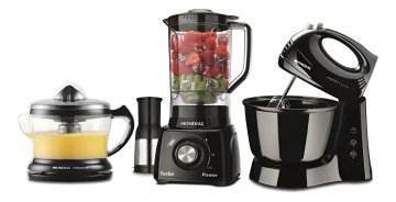 Conjunto Batedeira Liquidificador Espremedor Mondial Cor Preto