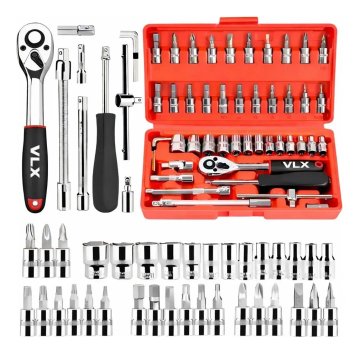Kit Chaves Ferramentas Jogo Fenda Philips Catraca Soquete Allen 46 Peças com Maleta Completa Manual Ideal Mecânico Manutenção Casa Carro Profissional