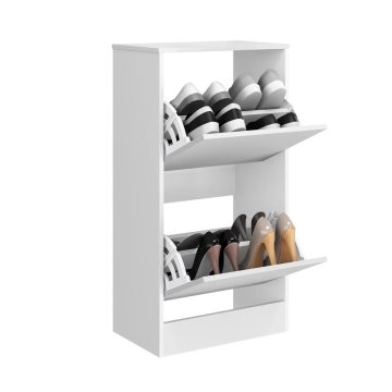 Sapateira Organizadora Compacta 2 Portas Basculantes 49x30x93cm Moderna Espaço Otimizado Para Quartos Salas E Closets Cor Branco