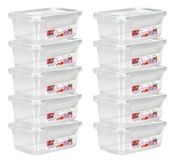 Kit 10 Potes Ercaplast de 750ml com Tampa Trava para Alimentos e Organização