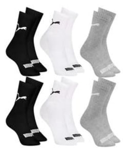 6 Pares Meias Puma Cano Médio Alto Atoalhada Academia Sport