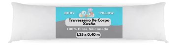 Travesseiro de Corpo Laribaby Antialérgico Xuxão com Fronha e Zíper Branco 1,35 x 0,40 m 100% Silicone