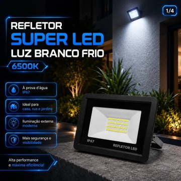 Kit 4 Refletores Super Led 200w Holofote Bivolt Ip67 Prova D'água Branco Frio 6500k