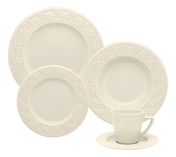 Aparelho De Jantar E Chá 30 Peças Mendi Marfim Oxford cor Branco