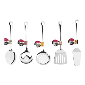 Kit Utensílios Para Cozinha 5 Peças Aço Inox Colher Arroz Prateado