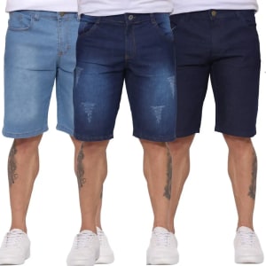Kit 3 Bermudas Jeans Masculina Plus Size 34 Ao 56 Atacado