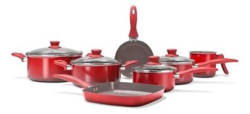 Jogo De Panelas 7 Peças Revst Cerâmico Antiaderente Brinox Vermelho