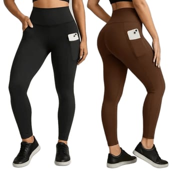Kit 2 Calças Legging Feminina Grossa Cintura Alta Com Bolso
