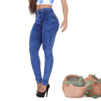 Calça Skinny Empina Bumbum Feminina Jeans Lisa Marmorizada
