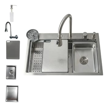 Cuba Gourmet 75x45 Aço Inox 304 Premium com torneira monocomando cascata 360° lavador de copos kit completo Elleganto