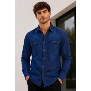 Camisa Jeans Slim Manga Longa