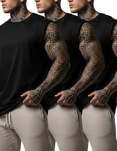Kit 3 Regata Machão Oversized Masculino Lisa 100% Algodão
