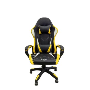 Cadeira De Escritório Gamer Python Fly Ergonômica Estofado Couro Sintético Reclinável Altura Ajustável Cor Amarelo