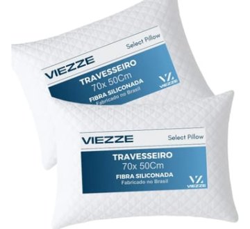 Kit 2 Travesseiros Luxo Matelado Fibra Antialérgica 70x50cm Branco