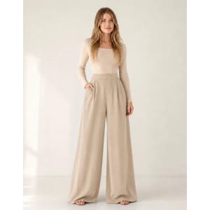 Calça Feminina Pantalona Wide Leg Social Casual Dia A Dia