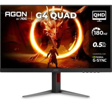 Monitor Gamer AOC AGON QUAD 27" QHD 180Hz 0,5ms IPS HDR10 Base Ajustável Q27G4F Preto