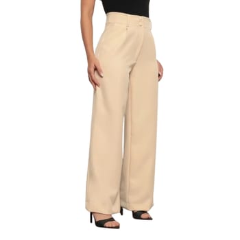 Calça Alfaiataria Feminina Wide Leg Social Cintura Alta