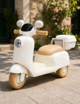 Moto Lambreta Elétrica Infantil Rosa Luz Led Bivolt Música Branca 127/220v Scooter Vespa Passeio