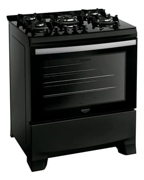 Fogão 5 Bocas Dako Supreme Black Glass com Mesa de Vidro Tripla Chama e Timer Digital Bivolt
