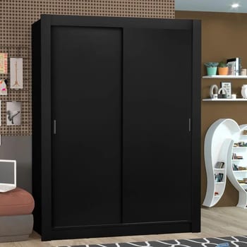 Guarda-roupa Solteiro Madesa Denver 2 Portas De Correr Preto 10946E
