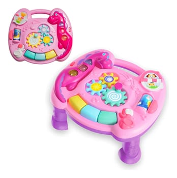 Mesinha Atividades Infantil Didática Mesa Bebe Interativa Cor Rosa