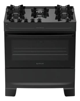Fogão 5 Bocas Atlas Mônaco Top Glass Automático Mesa De Vidro Preto