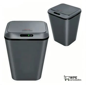 Lixeira Inteligente Sem Contato Sensor Infravermelho + USB Recarregável, Cinza Escuro 16L para Casa e Escritório