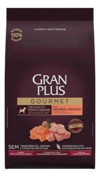 Ração Seca Gran Plus Gourmet Cães Adultos Médios Grandes Salmão Frango 10,1 kg