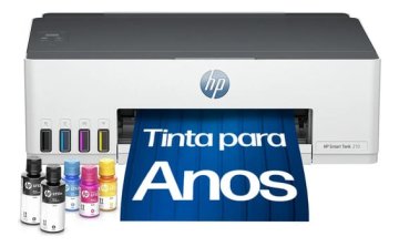 Impressora HP Smart Tank 210 com Tanque de Tinta Colorida - Com Wi-Fi - USB 2.0 de alta velocidade. Funções da impressora: Imprimir. Cor: Branco