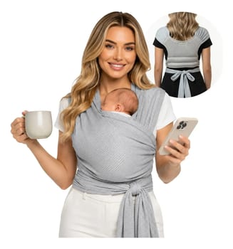 Sling De Bebe Recém Nascido Bebe Canguru De Vestir Cinza Ajustável - Marca DE CORAZÓN