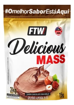 Delicious Mass Hipercalórico Refil 3kg Sabor Creme de Avelã - FTW